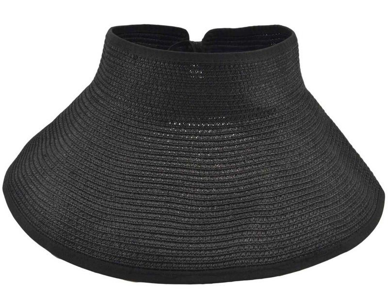 SYAYA Beach Hats for Women, Packable Straw Sun Hat with Wide Brim and Ponytail for UV Protection and Summer Travel SM01 (Black) - Image 2
